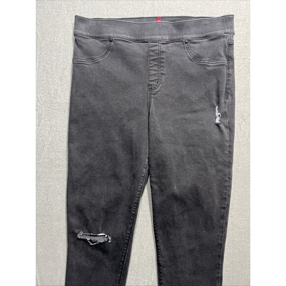 Vintage Spanx Distressed Ankle Skinny Jeans Jeggings High Waisted Black Size 32 - Picture 4 of 12